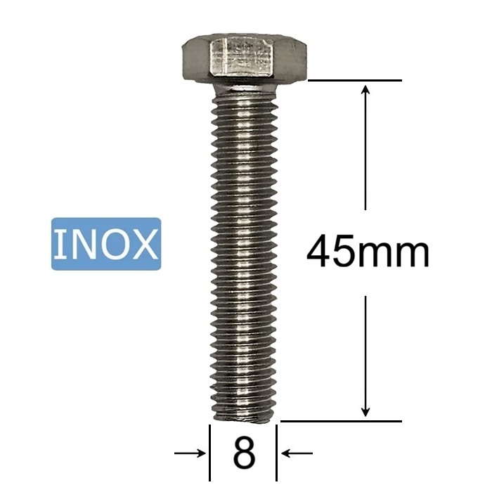 Surub Inox M8x45mm Cap Hexagonal DIN 933 A2 - 50 buc/cutie