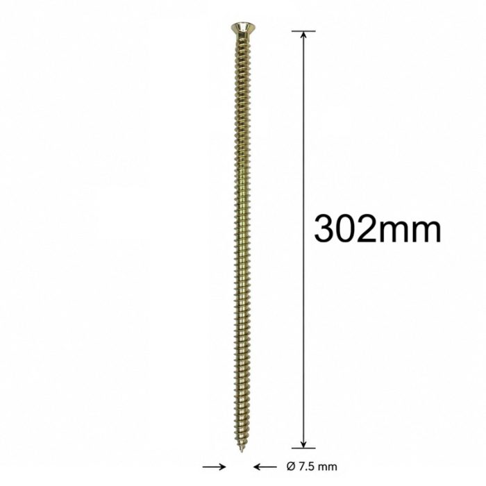 Surub Montaj Ferestre 7.5x302mm TX30 Zincat Galben - 25buc/cutie