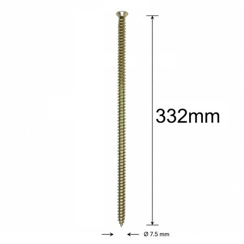 Surub Montaj Ferestre 7.5x332mm TX30 Zincat Galben - 25buc/cutie