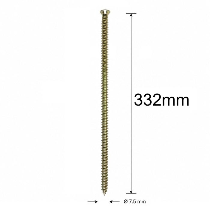 Surub Montaj Ferestre 7.5x332mm TX30 Zincat Galben - 25buc/cutie